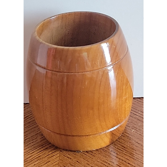 Duncan "Poem in Wood" Myrtlewood Crofters Wooden Barrel Shaped Toothpick Holder - Picture 11 of 11